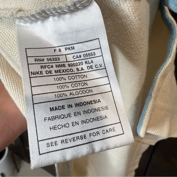 Vintage Nike Mens Polo Shirt in Light Beige and blue Size Large 1/4 zip collared - Picture 6 of 11